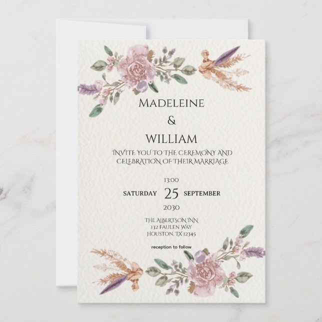 Modern Rustic Boho Elegant Wedding  Save The Date (Front)