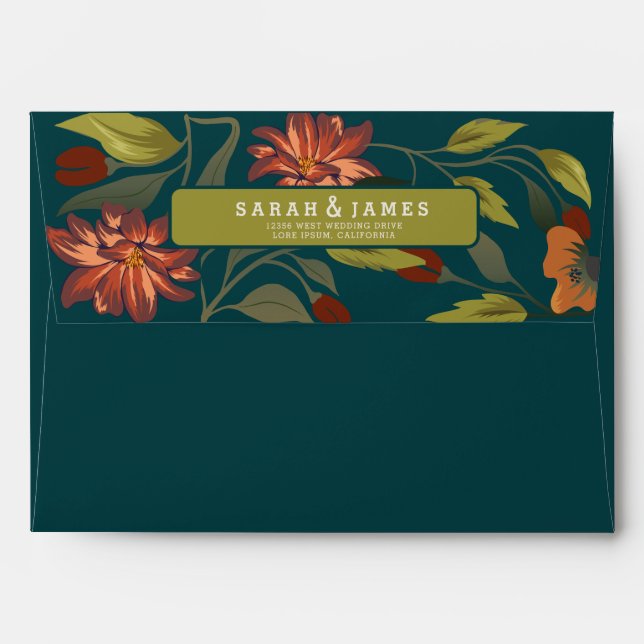 Modern Rustic boho Fall  Floral wedding  Envelope (Back (Top Flap))