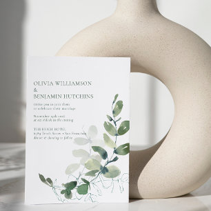 Modern Rustic Botanical Green Eucalyptus Wedding  Invitation