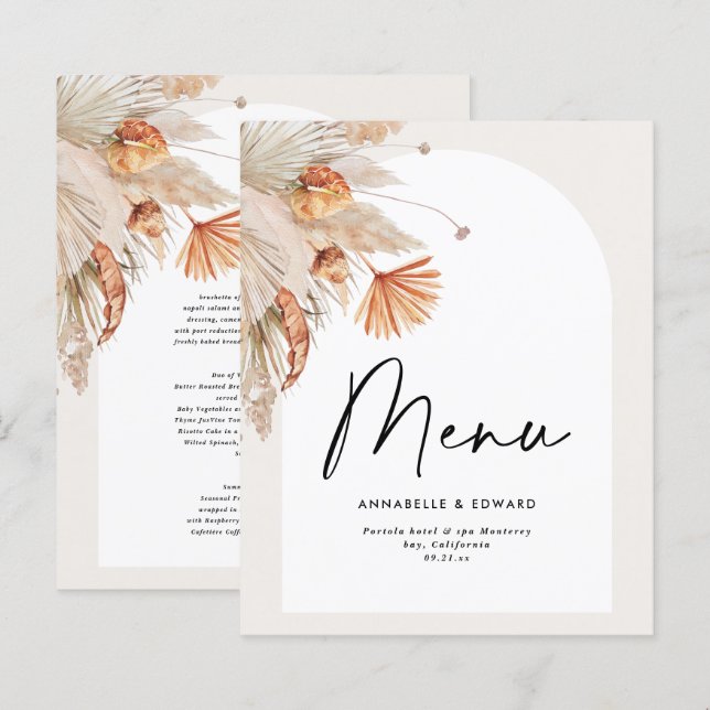 Modern rustic botanical pampas grass wedding (Front/Back)