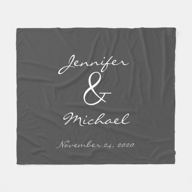 Modern rustic bride and groom couple wedding fleece blanket (Front (Horizontal))