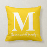 Modern Rustic Bright Yellow Monogram Family Script Cushion<br><div class="desc">Classic Elegant Chic Monogram Family Script Throw Pillow
You can easily customise the colour of the text with the 'Customise' tool or feel free to contact me.</div>