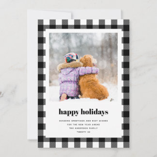 Modern Rustic Buffalo Plaid Photo  Holiday Card