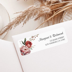 Modern Rustic Burgundy Floral Wedding Address
