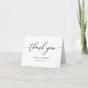 Modern Rustic Calligraphy Folded Thank You Card