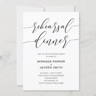 Modern Rustic Calligraphy Rehearsal Dinner Invite