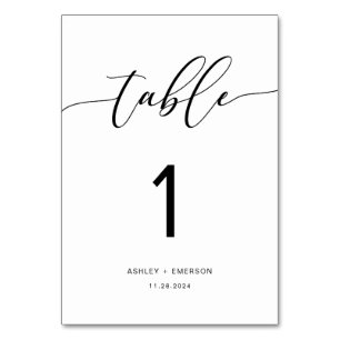 Modern Rustic Calligraphy Wedding Table Number 1