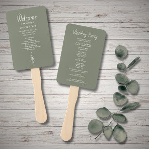 Modern Rustic Casual Sage Green Wedding Ceremony  Hand Fan