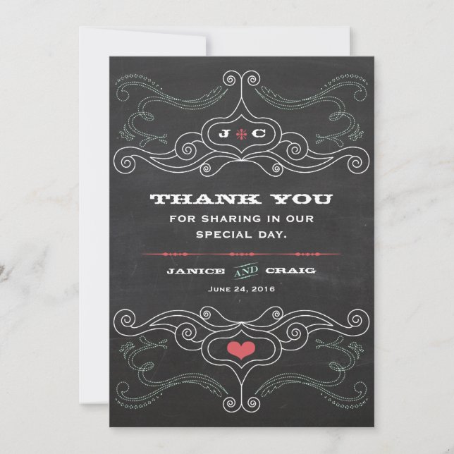 Modern Rustic Chalkboard Typography Thank You (Front)