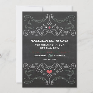 Modern Rustic Chalkboard Typography Thank You Card