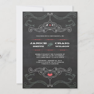 Modern Rustic Chalkboard Typography Wedding Invitation
