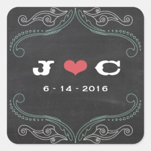 Modern Rustic Chalkboard Typography Wedding Square Sticker