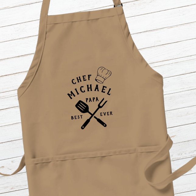 Modern Rustic Chef BEST PAPA EVER Father's Day Standard Apron (Creator Uploaded)