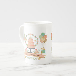modern rustic chic birthday bone china mug