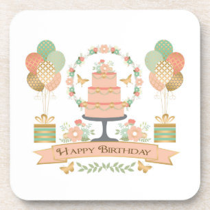 modern rustic chic birthday coaster