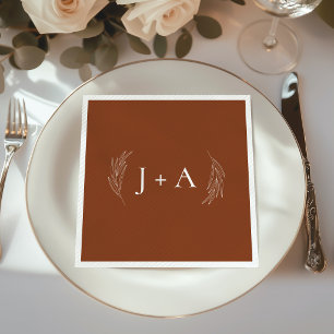 Modern Rustic Chic Botanical Monogram Wedding Napkin