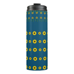 Modern Rustic Chic Sunflower Patterns Thermal Tumbler