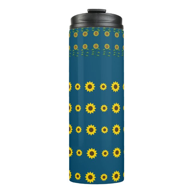 Modern Rustic Chic Sunflower Patterns  Thermal Tumbler (Front)