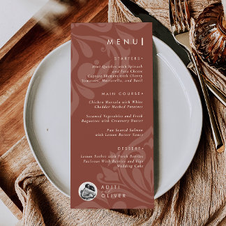 Modern Rustic Chic Typography Photo Terracotta Menu