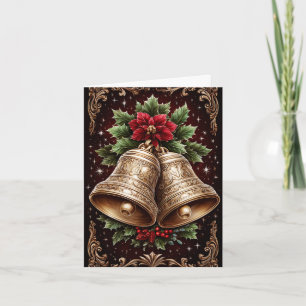 Modern Rustic Christmas Bells Holiday Card