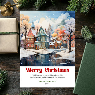 Modern rustic Christmas scene festive holiday card