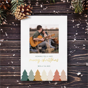 Modern Rustic Christmas Tree Flat Card