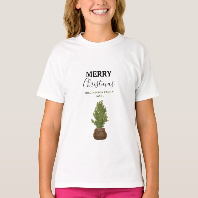 Modern Rustic Christmas Tree Holiday T-Shirt (Front)