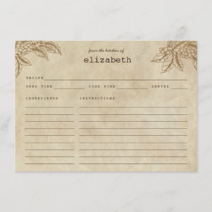 Modern Rustic Coffee Plant Beans Recipe Card