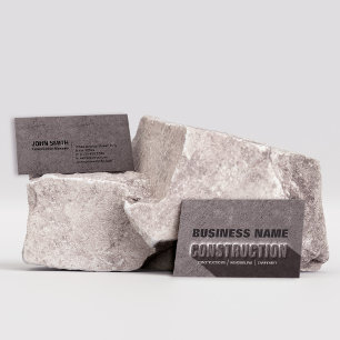 Modern Rustic Concrete Rock Text Construction Business Card