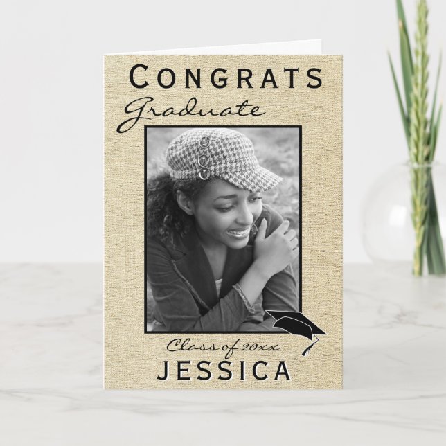 Modern Rustic Congrats Graduate Graduation Photo Card (Front)