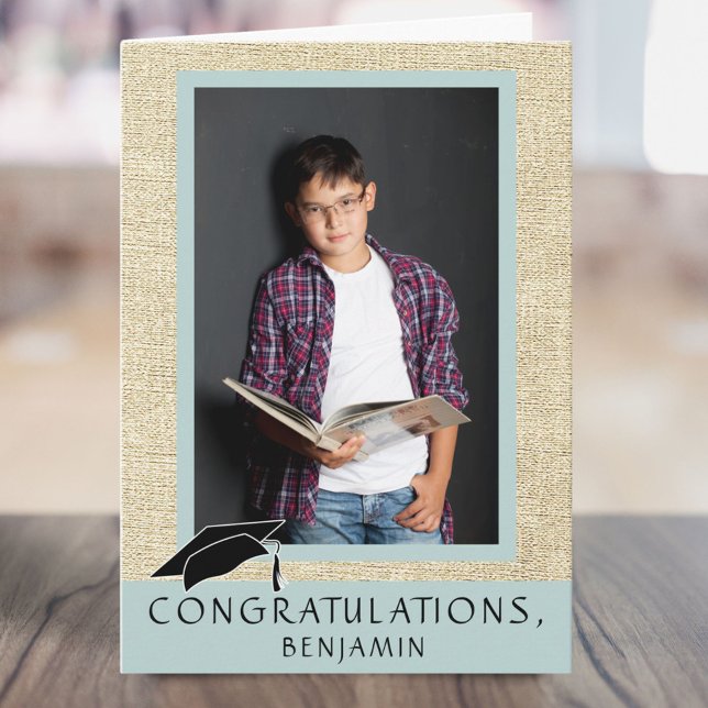 Modern Rustic Congratulations Graduation Photo Card (Creator Uploaded)