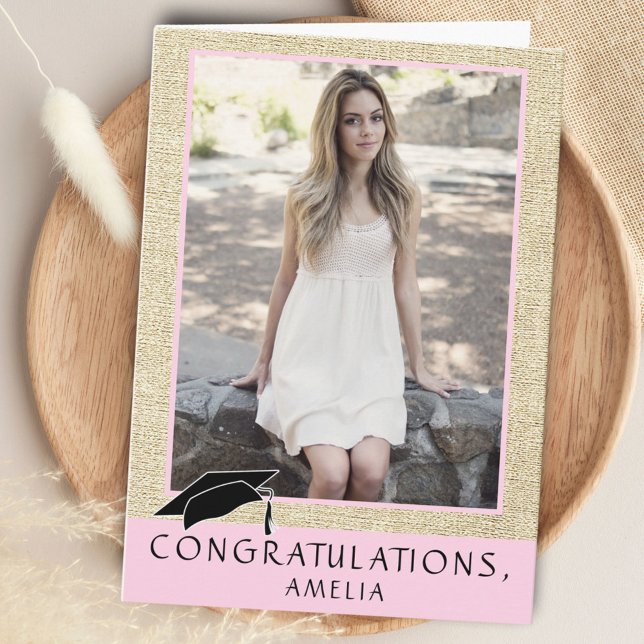 Modern Rustic Congratulations Graduation Photo Card (Creator Uploaded)