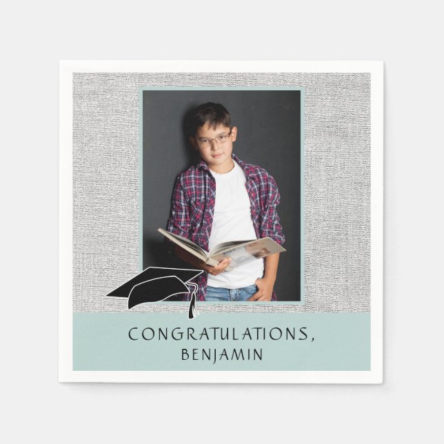 Modern Rustic Congratulations Graduation Photo Napkin (Front)