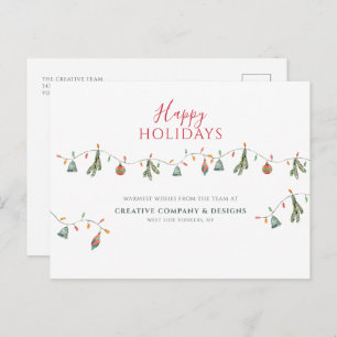 Modern Rustic Corporate Business Script Holiday Postcard