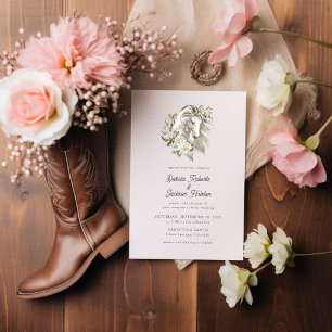 Modern Rustic Country Horse Floral Wedding Invitation