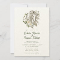 Modern Rustic Country Horse Olive Floral Wedding