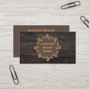Modern Rustic Country Style Wood Interior Designer Business Card