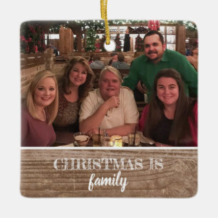 Modern Rustic Custom 2-side Family Photo Christmas Ceramic Ornament
