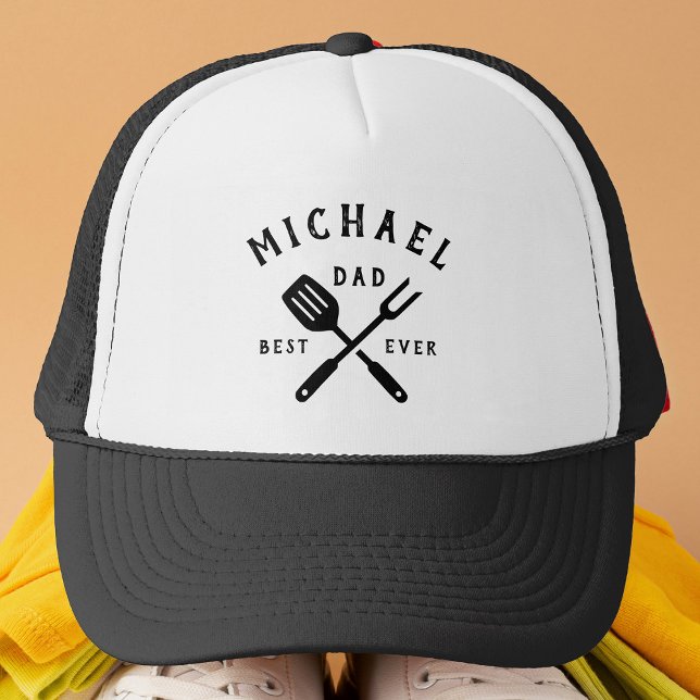 Modern Rustic Custom BEST DAD EVER Father's Day Trucker Hat (Creator Uploaded)