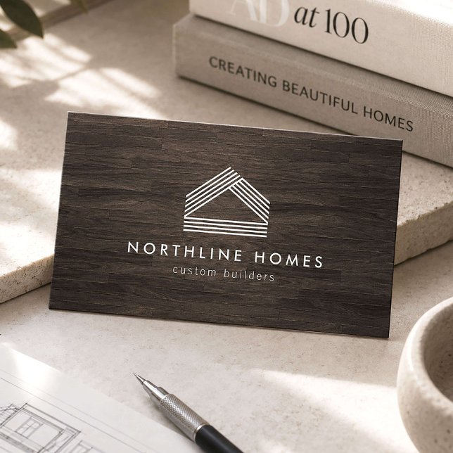 Modern Rustic Custom Home Builder Business Card (Creator Uploaded)