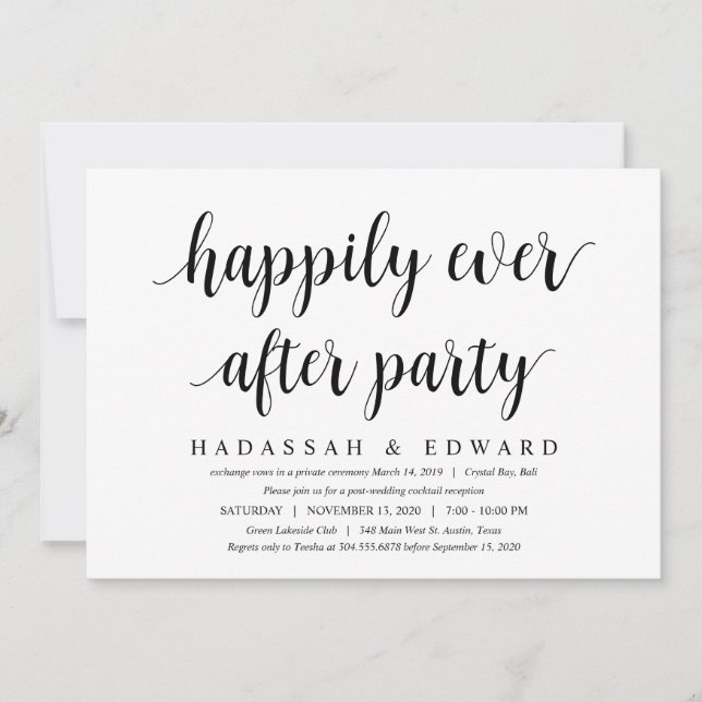Modern Rustic Cute Black Script, Wedding Elopement Invitation (Front)