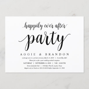 Modern Rustic Cute Black Script, Wedding Elopement Invitation