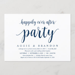 Modern Rustic Cute, Navy Blue, Wedding Elopement Invitation