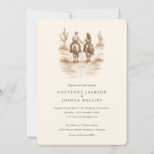 Modern Rustic Desert Western Wedding Invitation