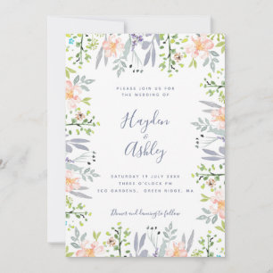 Modern Rustic Dreamy Floral Watercolor Wedding Invitation