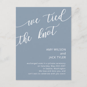 Modern Rustic Dusty Blue Wedding Announcement  Postcard