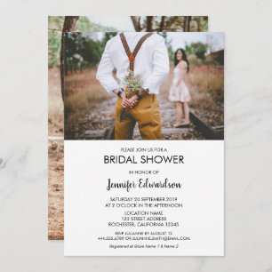 Modern rustic elegant photo Bridal Shower Invitation