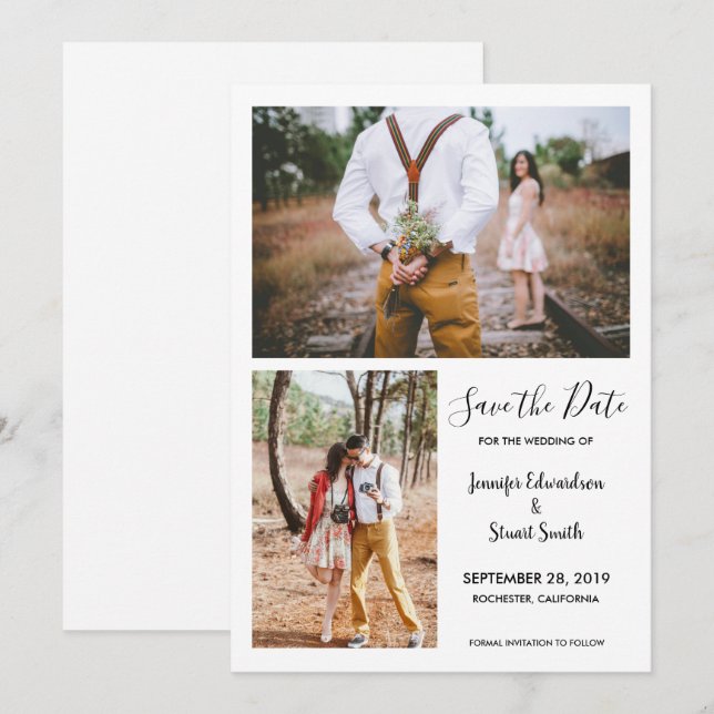 Modern rustic elegant photo Save the Date Invitation (Front/Back)