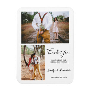 Modern rustic elegant photo Thank You wedding Magnet