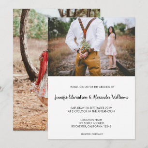 Modern rustic elegant photo wedding invitation